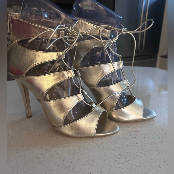 Forever21 Champagne tie up Heels - Picture 1 of 2